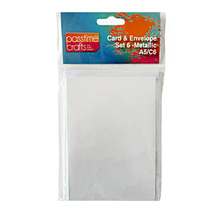 Card/Envelope Metallic 6pce A5/C6-White
