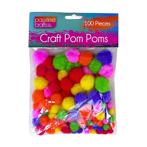 Craft Pom Poms M/Colour Pkt 100-R