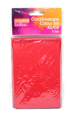 Card/Envelope Colour 8pce A5/C6-Red