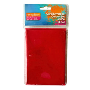 Card/Envelope Colour 8pce A5/C6-Red