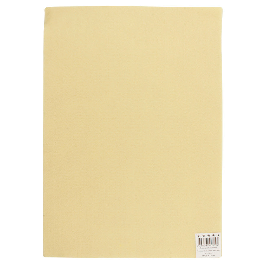 Premium Felt A4 Sheet 21.6x30cm Cream