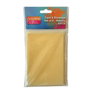 Card/Envelope Metallic 6pce A5/C6-L/Gold