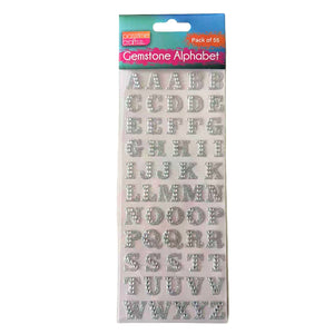 Encrusted Gemstone Alphabet Pkt 55