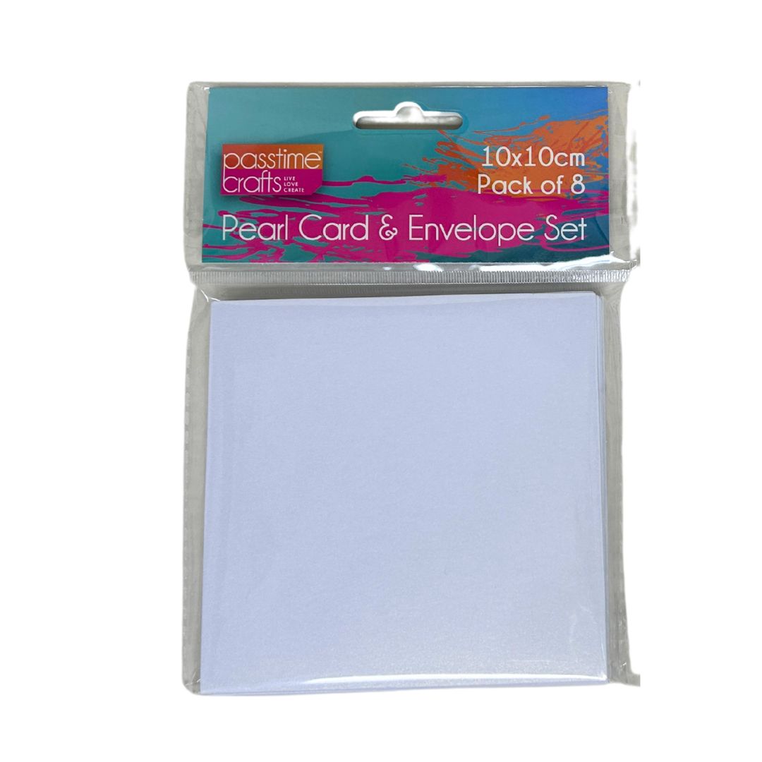Card/Envelope Metallic 8pce 10x10-Wht