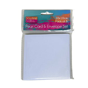Card/Envelope Metallic 8pce 10x10-Wht