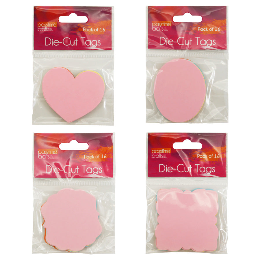 Tags Die-Cut Colour 4 Asst 16 Pce-P