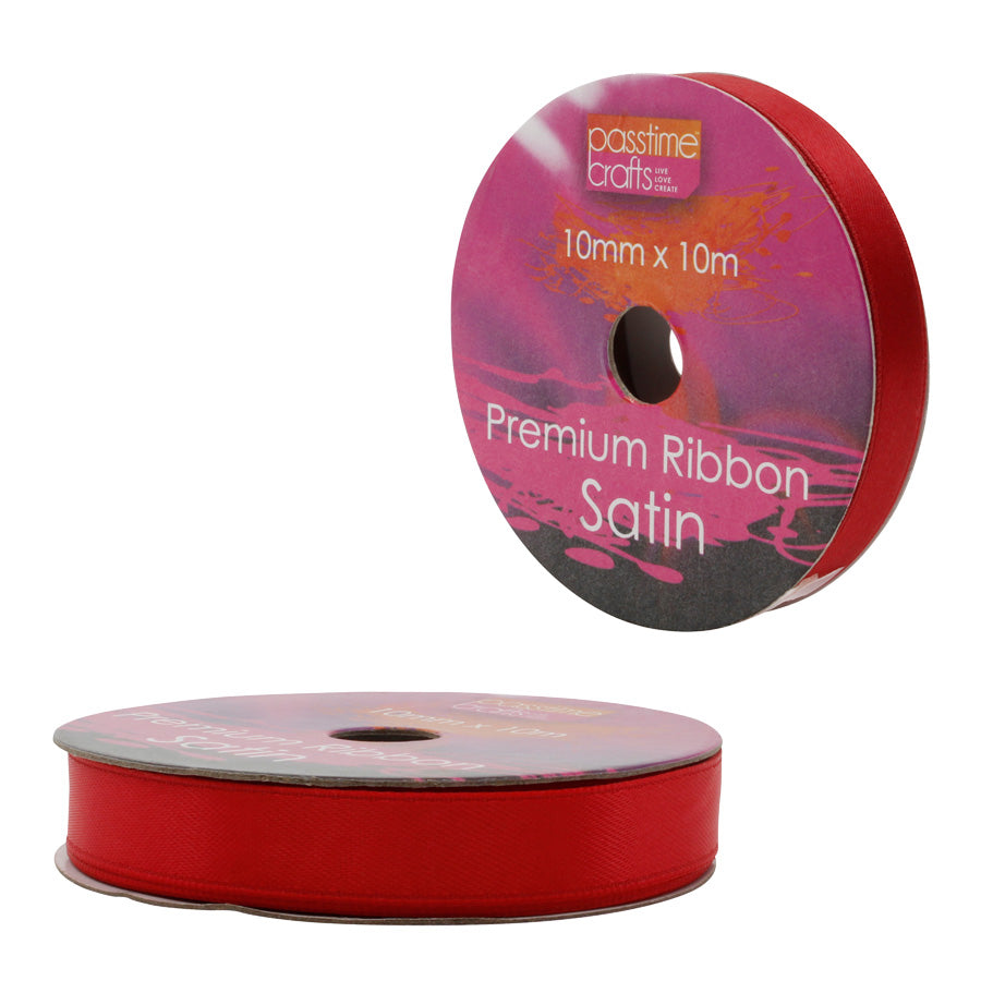 Craft Satin Ribbon Red 10mmx10m