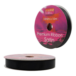 Satin Ribbon Black 10mmx10m