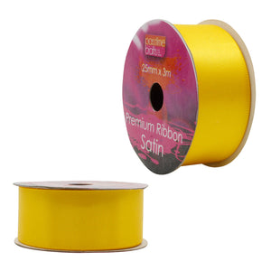 Satin Ribbon Yellow 25mmx3m