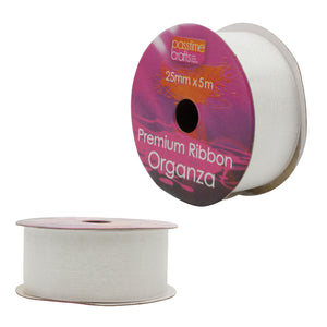 Organza Ribbon White 25mmx5m