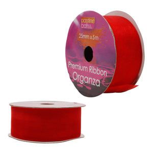 Organza Ribbon Red 25mmx5m