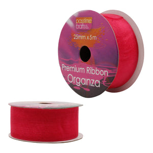 Organza Ribbon Bright Pink 25mmx5m