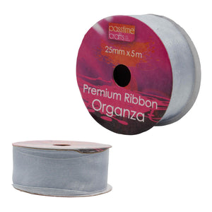 Organza Ribbon Silver 25mmx5m-D