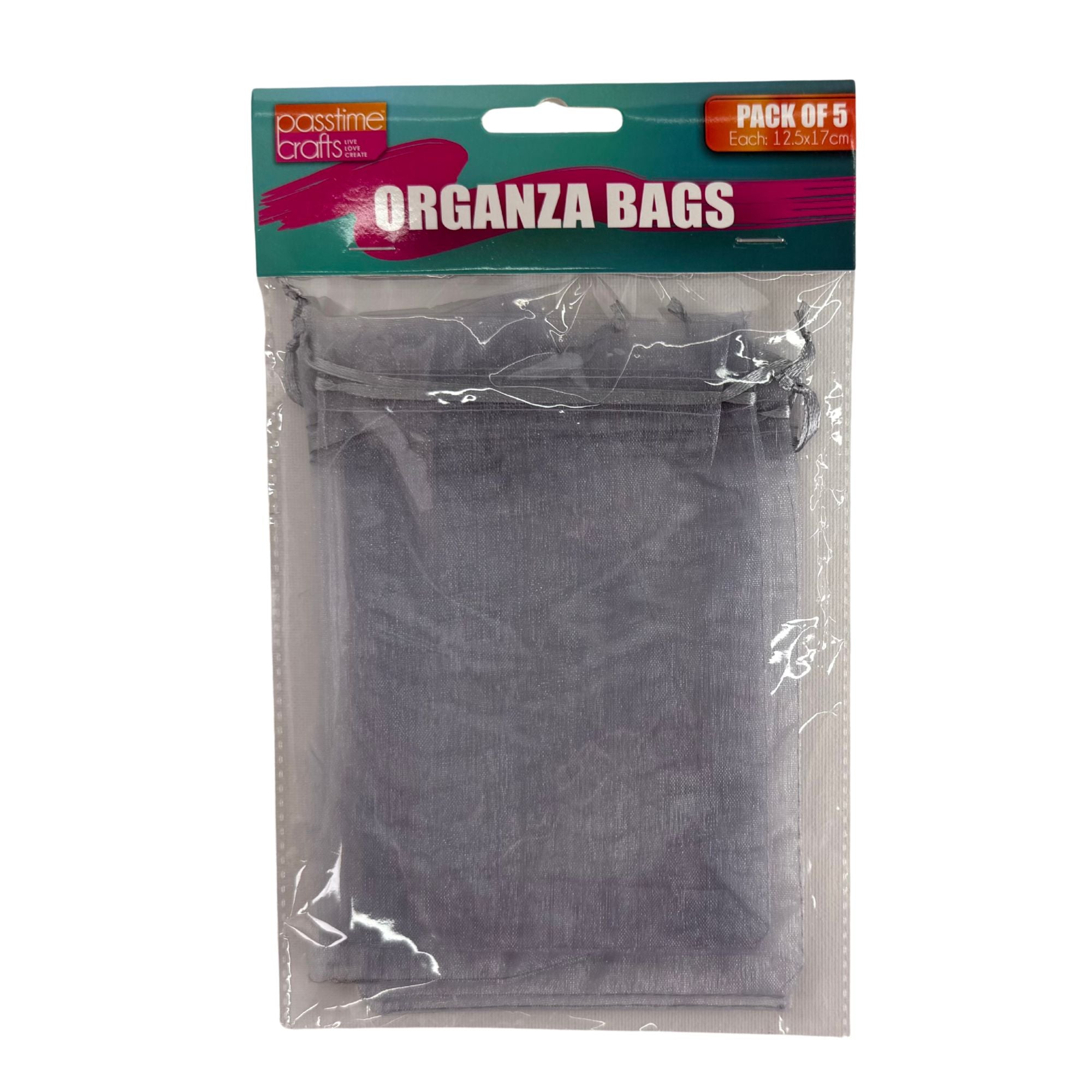 Organza Bags 12.5x17cm Pack of 5 - Silver