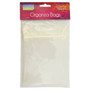 Organza Bags 12x17cm Pkt5-Cream