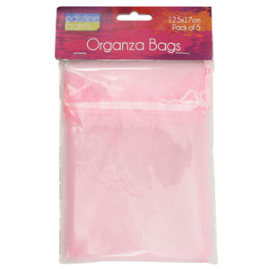 Organza Bags 12x17cm Pkt5-L/Pnk