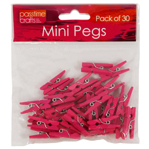 Mini Pegs 25mm Pkt 30 B/Pink-D