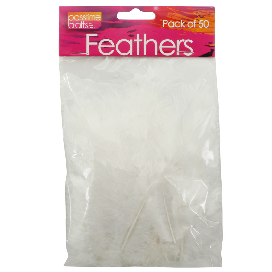 Feathers White Fluffy 9-15cm 50pce Bag-P