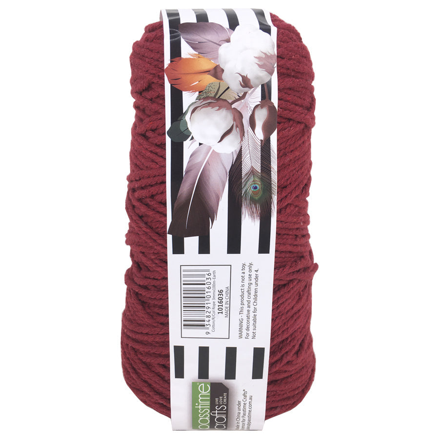 Cotton/R/Col Rope 3mmx100m-Earth-P