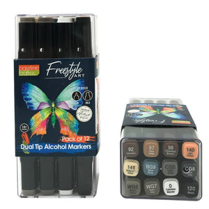 Dual Tip Alcohol Markers Pkt 12 Ast