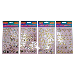 Embossed Gld/Silv Design Stickers 4 Asst