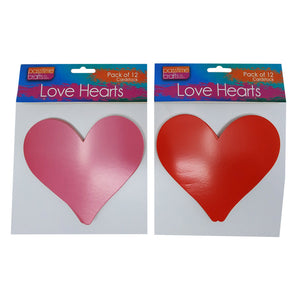 Hearts Cardstock 15cm Pk 12 Red/Pink
