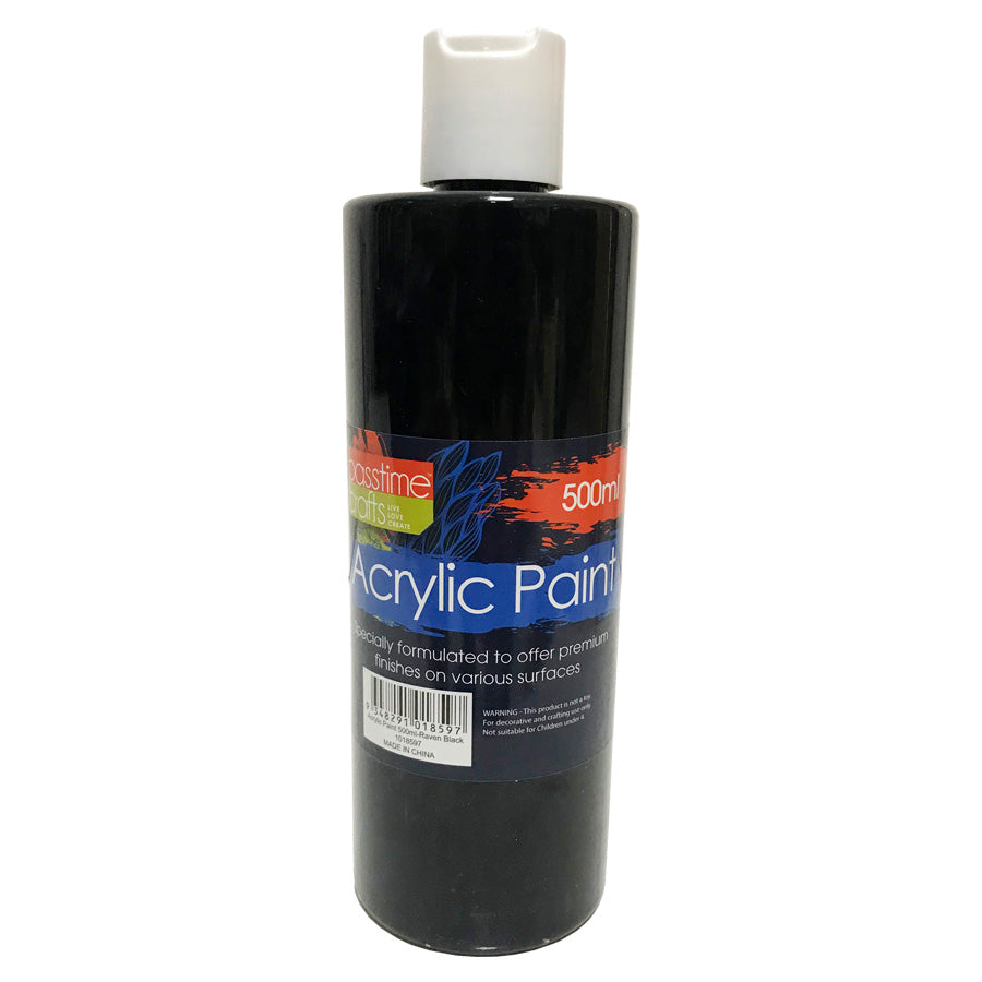 Acrylic Paint 500ml-Raven Black