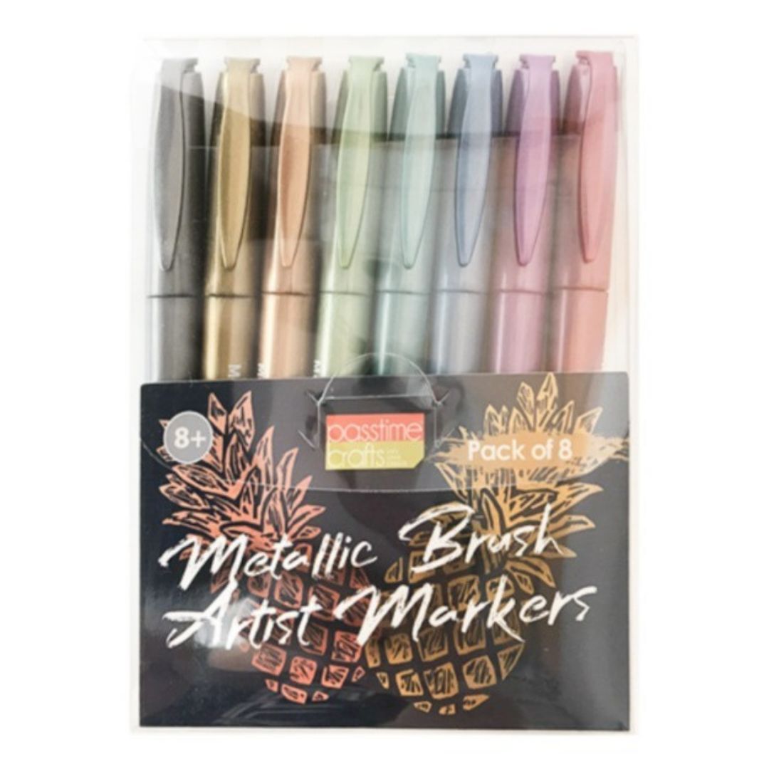 Artist Metallic Brush Pens Pkt 8