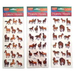 Puffy Stickers Horses 22cm 3 Asst-R