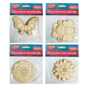 Lazer Cut Ply Shapes 4-Ast/Pkt-4-R