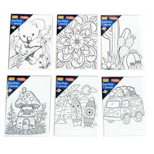 Canvas Colour-in P/Print 15x20cm 6-Ast
