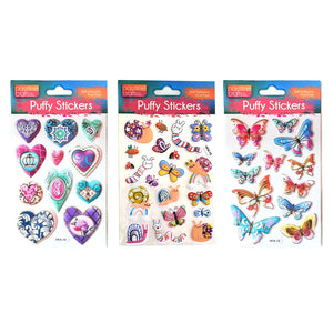 Puffy Stickers Bfly/Hrts/Bgs 3-Ast