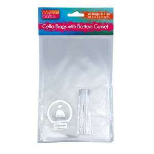 Cello Bags Gusset 18.5x12x5cm pkt 20