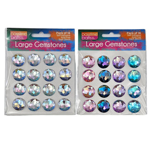 Gemstones Lrg Rnd S/Adhes 2-Ast Pkt 16