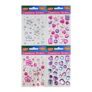 Gemstone Sticker 3D S/Ad Hrt/Flwr 4-Ast