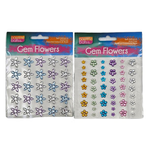 Gemstone Flwrs Mutli S/Adhes 2-Ast