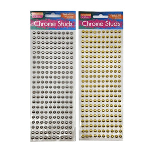 Rhinestone Chrome Studs Gld/Slr Pkt 220