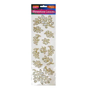 Rhinestone Leaves S/Adhes Pkt 12
