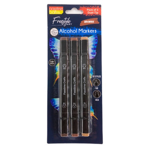 Alcohol Markers D/Tip Browns 3 Pkt
