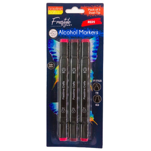 Alcohol Markers D/Tip Reds 3 Pkt