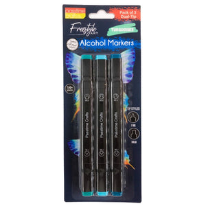 Alcohol Markers D/Tip Turquoises 3 Pkt