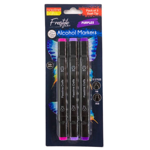 Alcohol Markers D/Tip Purples 3 Pkt