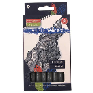 Artist Fine Liner Pens Black S/8