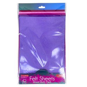 Felt Sheet Pack A4 Mixed Colours Pkt 5