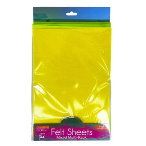 Felt Sheet Pack A4 Mixed Colours Pkt 5