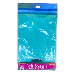 Felt Sheet Pack A4 Mixed Colours Pkt 5
