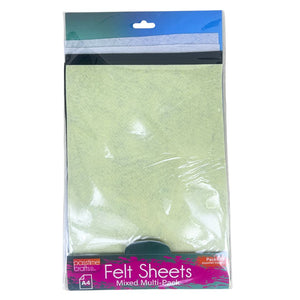 Felt Sheet Pack A4 Mixed Colours Pkt 5