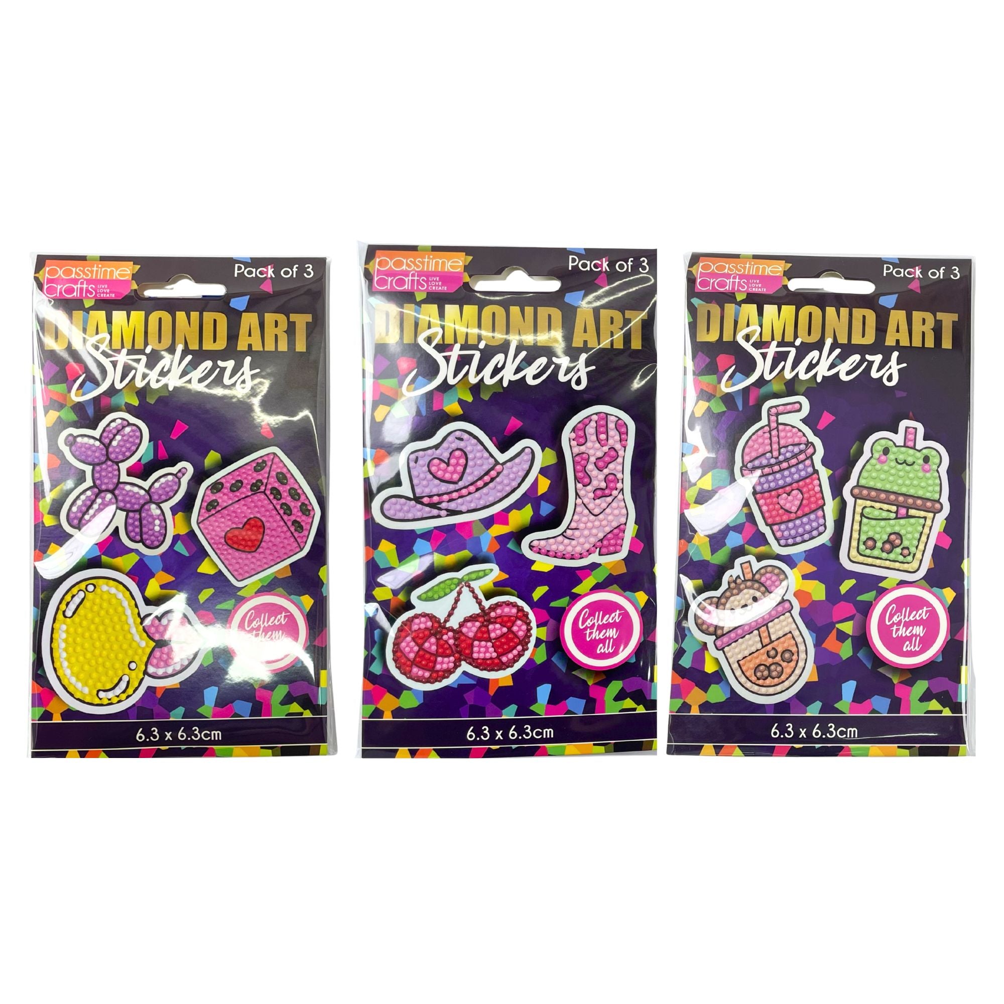Diamond Art Stickers - 3 Pack