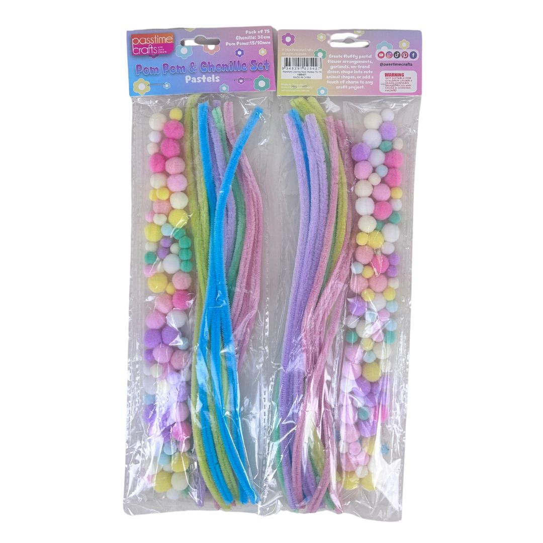 PomPom Chenille Multi Pastels Pkt 75