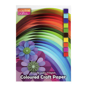 Coloured Craft Paper A5 Pad 110GSM 50lt